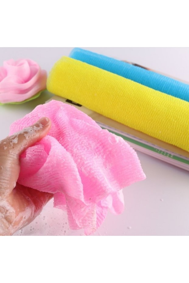 yellow 1pc Japanese Body Wash Towel Beauty Skin Exfoliating Cloth Washcloth Nylon Bath Towel Skin Po