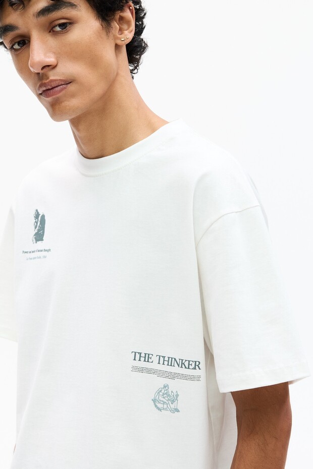 Le Penseur grafik baskılı t-shirt - 6