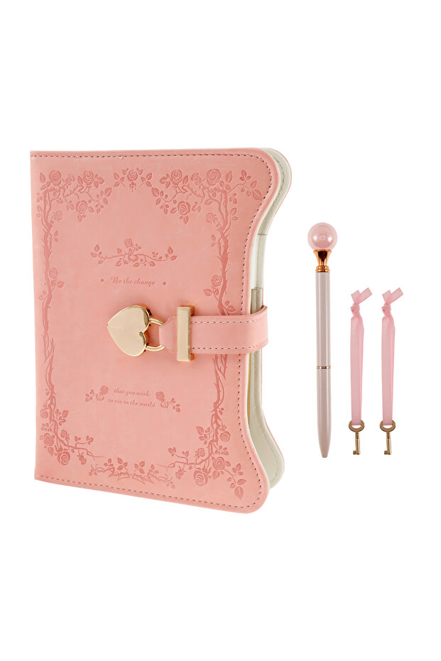 pink Diary with Lock and Keys 360 Pages Journal with Lock B6 Size PU Leather Locking Diary with Pen - 1