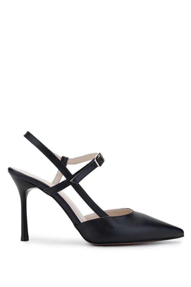 Women's Vegan Black Leather Heeled Shoes