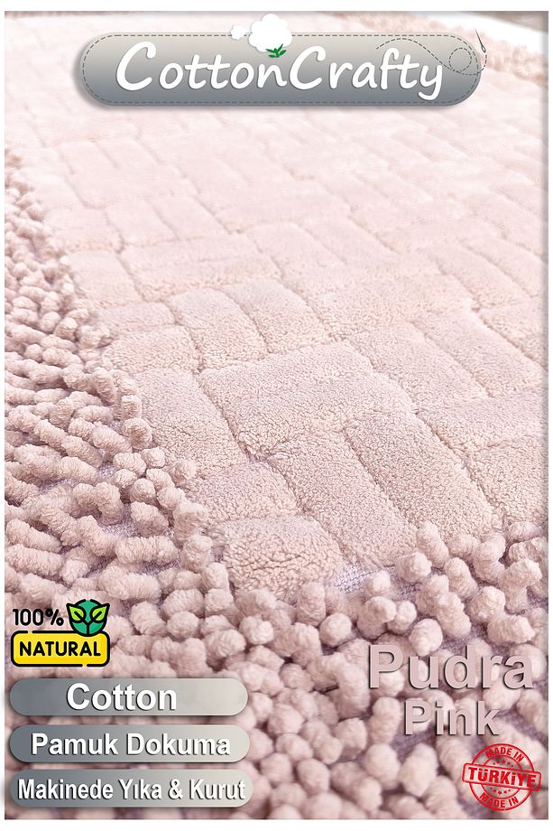 Pamuk Dokuma & Tafting Su Emici Banyo Paspas Seti, Banyo Halısı DOMİNOMOSS 2 Li Set 60x100 - 60x50 - 3