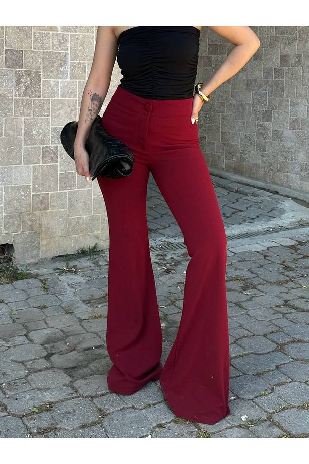 SCUBA CREP İSPANYOL PAÇA DÜĞMELİ PANTALON - 6