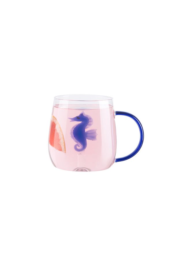 Lucia Borosilikat Cam Kupa - Mavi - 400 ml - 5