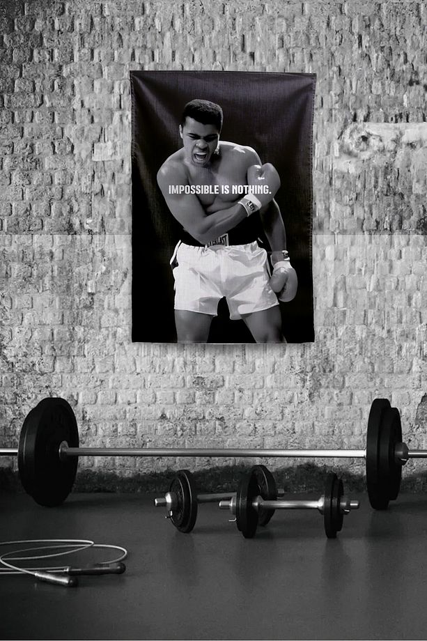 Muhammed Ali Impossible is Nothing Duvar Örtüsü Duvar Halısı Birinci Kalite Kumaş - 1