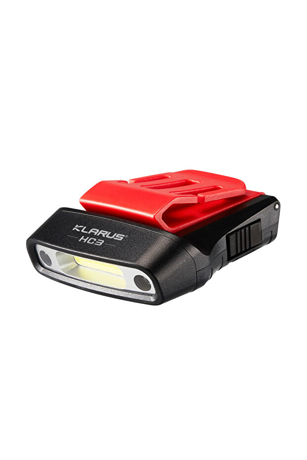 HC3 Klarus HC3 مصباح أمامي COB قابل لإعادة الشحن بمنفذ USB مصباح يدوي للرأس بقوة 100 لومن ومشبك للقبعة ومستشعر حركة