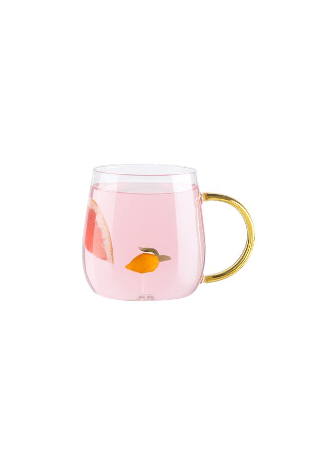 Lucia Borosilikat Cam Kupa - Sarı - 400 ml - 5