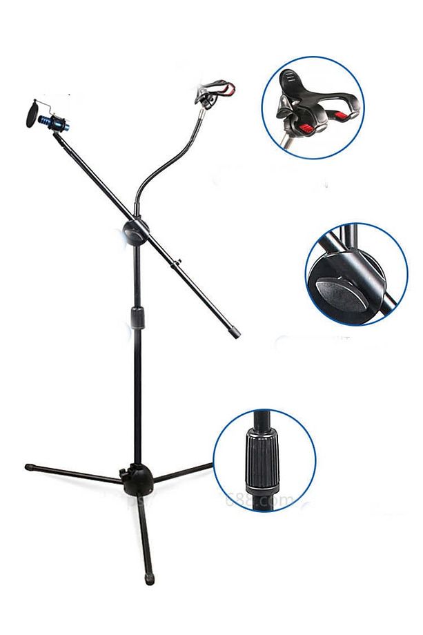 4B Mikrofon Sehpası ve Telefon Tutacağı ve Pop Filter ve Shockmount - 3