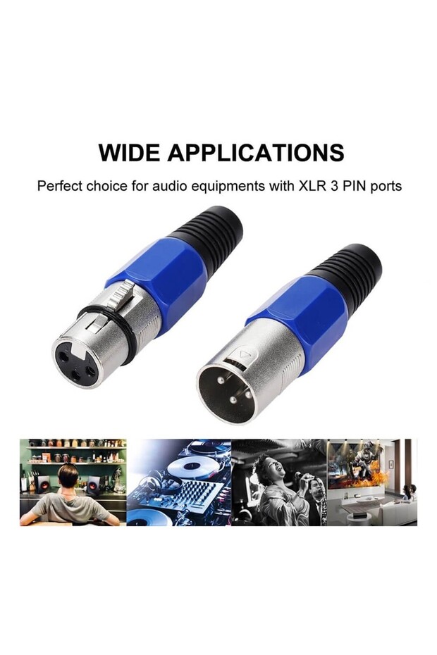 2 Adet - 3 Pin Xlr Konektörü Dişi + Erkek Mikrofon Jackı - Mikrofon Ses Jakı - 7