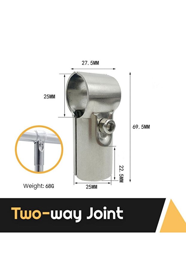 Two way Joint 1Pc 25mm Round Pipe Stainless Steel Tube Connector Clothes Display Rack Rod Support H