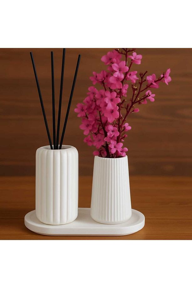 Beton Dekoratif Bambu Oda Kokusu Ve Vazo 3 Set - 2