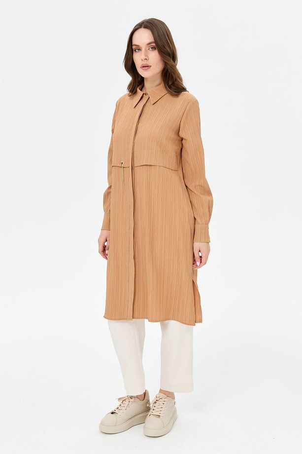 Kapsül Detaylı Kurtarıcı Tunik Camel - 4