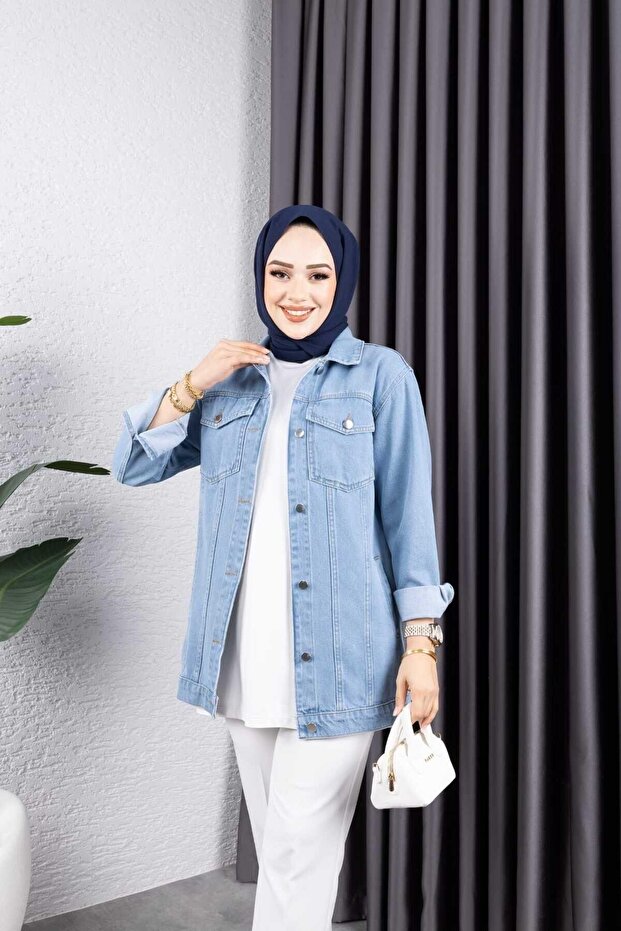 Women's Black Snowwashed Denim Jeans Jacket with Pocket