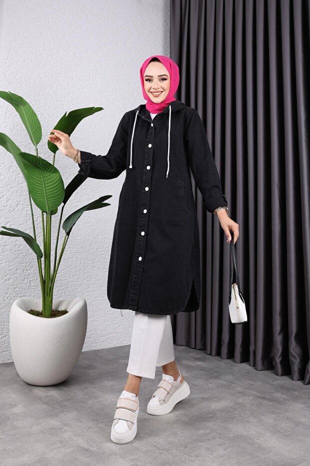 Women's Hooded Long Jeans Jacket
