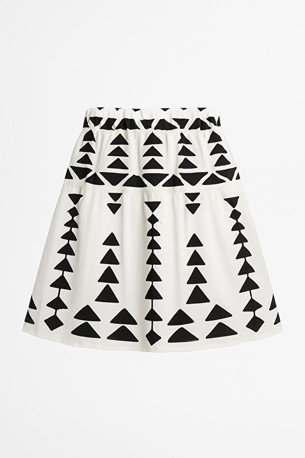 Yazılı Viscon Şortlu Etek - 1