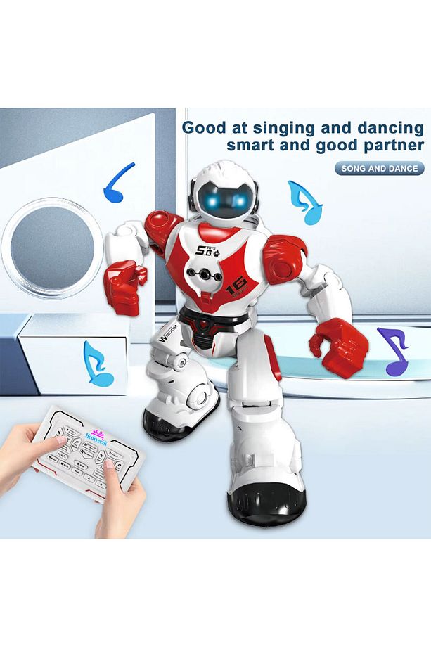 Rc El Sensörlü Uzaktan Kumandalı Şarjlı Akıllı Yapay Zeka Robot 28 Cm Kırmızı - 3