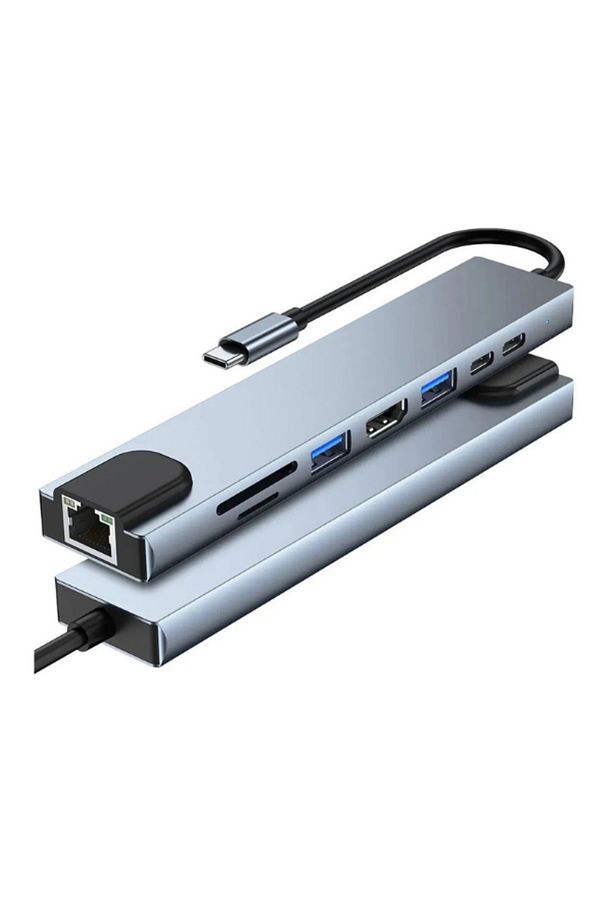 Çevirici Adaptör Çok Portlu Çoklayıcı Usb Hub 8 In 1 Usb Type-c Usb 2.0/3.0 Audio 3.5 Tf Sd - 2