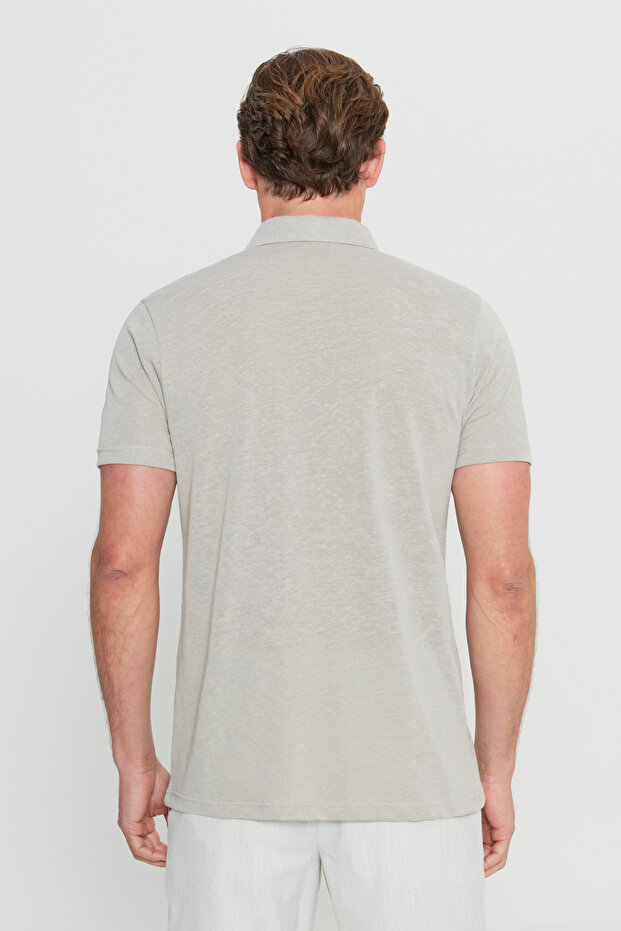 Erkek Gri Pamuklu Slim Fit Dar Kesim Polo Yaka Tişört - 5