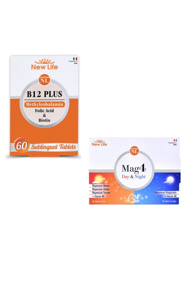 Mag4 Day & Night 60 Tablets + New Life B12 Plus 60 Sublingual Tablets