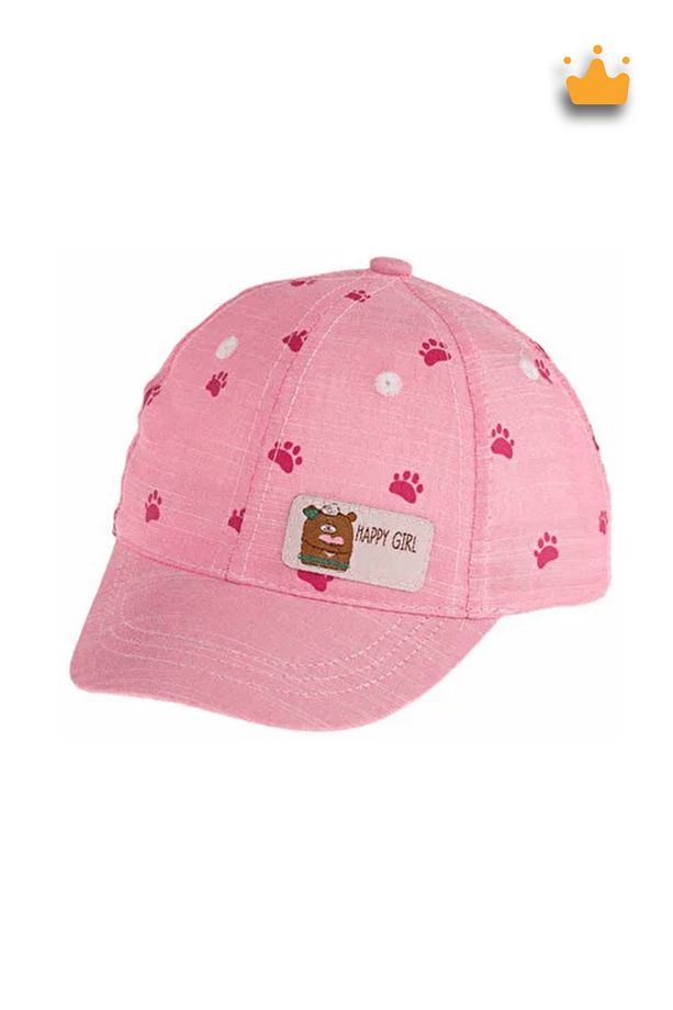 1-4 Yaş 48cm Kız Bebek Yazlık Happy Girl Ayarlanabilir Şapka Kep Pembe Y210005 - 1