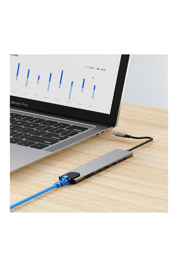 Çevirici Adaptör Çok Portlu Çoklayıcı Usb Hub 8 In 1 Usb Type-c Usb 2.0/3.0 Audio 3.5 Tf Sd - 5