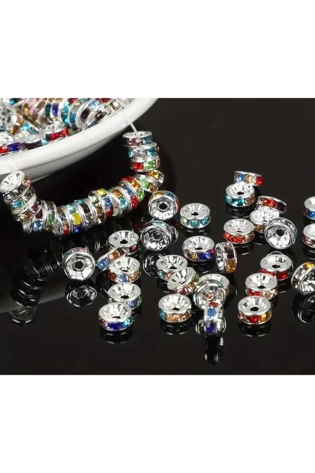 100 Pieces 8 mm Mix Washer Crystal Stone Jewelry Spacer