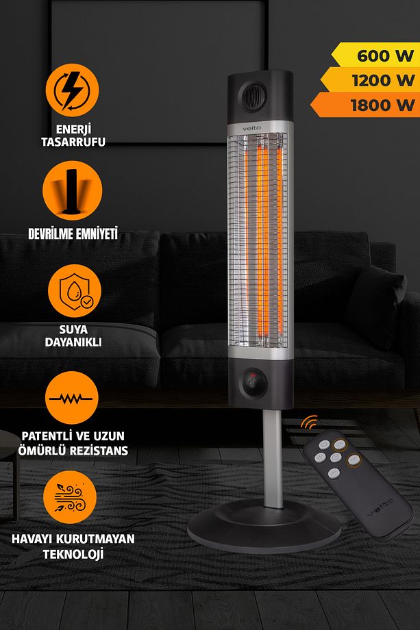 Ch1800-re 1800 Watt Uzaktan Kumandalı Karbon Infrared Isıtıcı - 2