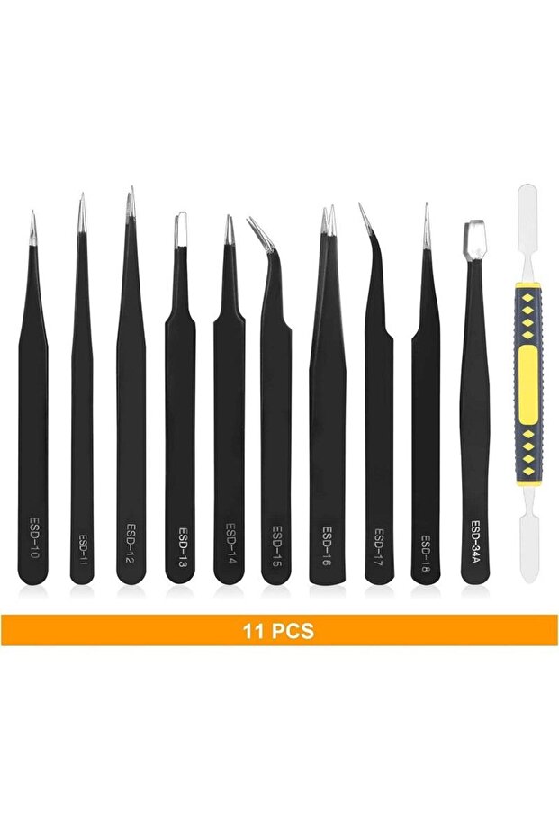 Antistatik Cımbız Seti 11 Parça Kumaş Çantalı - 3