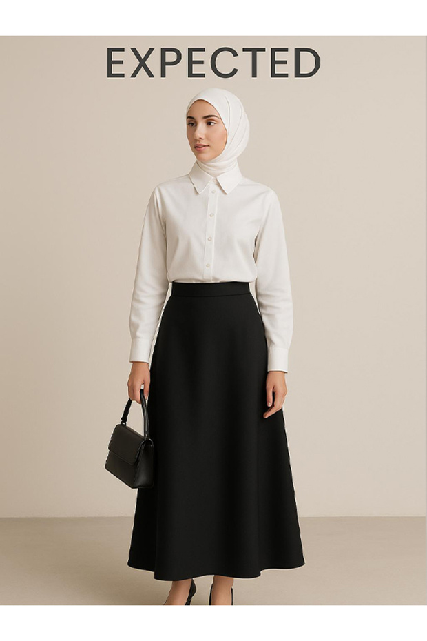 Women's Hijab Black Long Flared Skirt – Scuba Fabric Comfortable Casual and Stylish Skirt