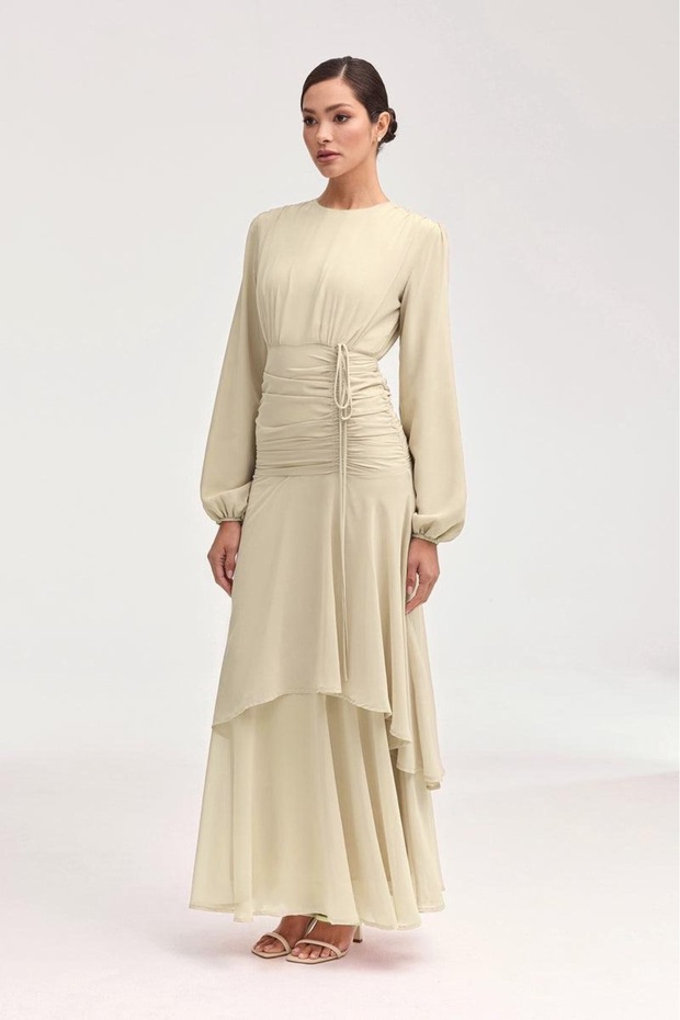 Krem peri elbise - 1