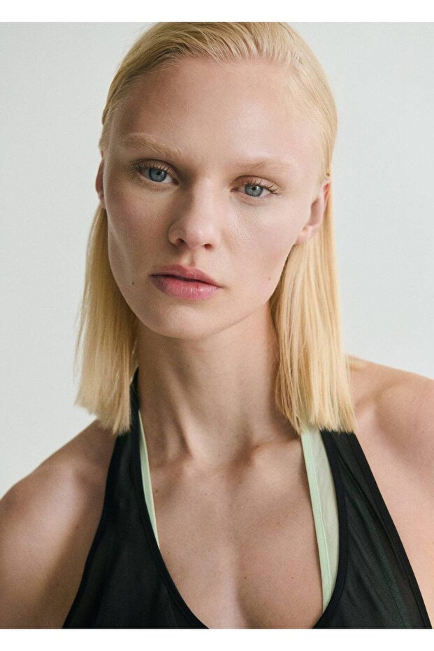 Yarı şeffaf kombine elbise - 5