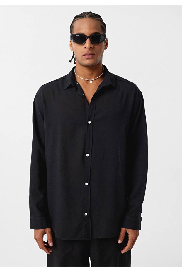 Ανδρικό πουκάμισο Oversize Basic μακρυμάνικο - 1