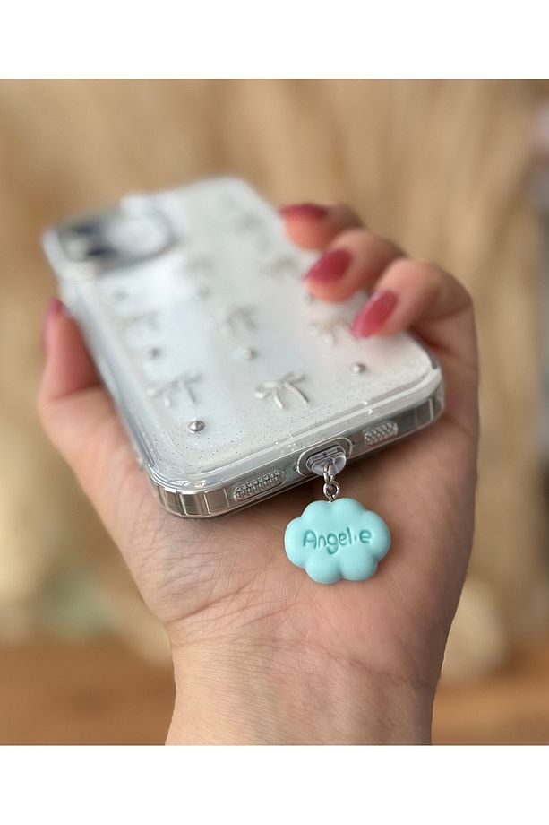 MİRAZTASARIM TYP-C UYUMLU KAWAİİ TARZ KALP ŞARJ GİRİŞ KORUMA CHARMI TELEFON CHARM TYP-C BULUT7 - 2
