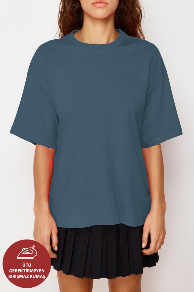 Women's Oversize Modal Fabric T-Shirt, Vibrant Color, Silky Soft, Basic T-Shirt, Loose Fit
