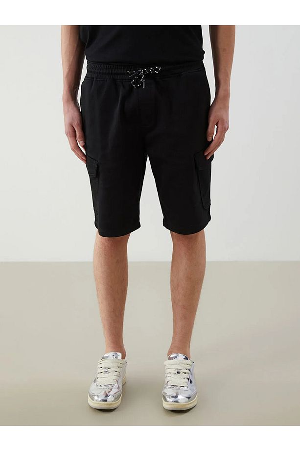 XSIDE Siyah Slim Fit Erkek Kargo Şort - 2
