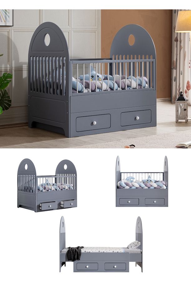 Lotus Büyüyen Karyola / Komple Mdf - Lake / Ücretsiz Kurulum / Ortopedik Yaylı Yatak Dahil - 2