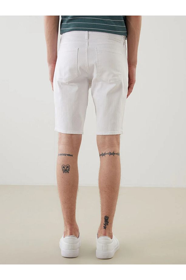 LCW Jeans Beyaz Slim Fit Erkek Jean Şort - 4