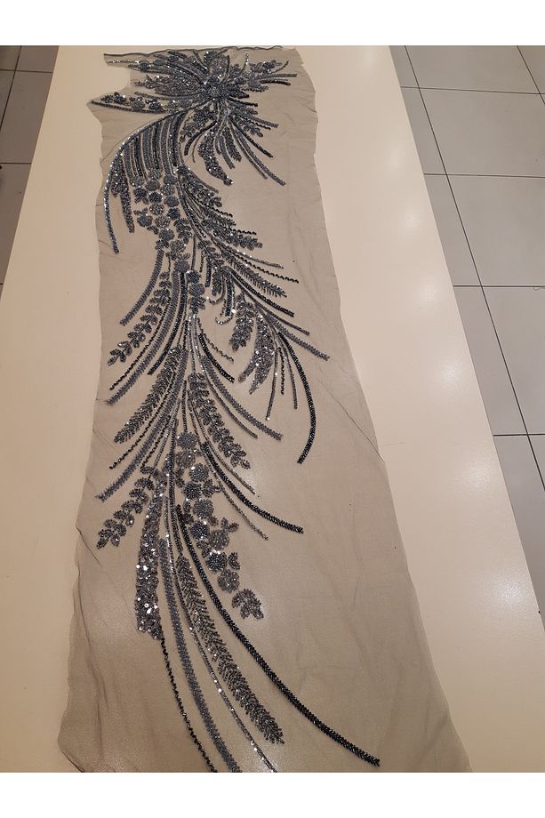 Gri Işıl Işıl Taşlı Beden Apliği (40cm e 140 cm )1 Adet - 2