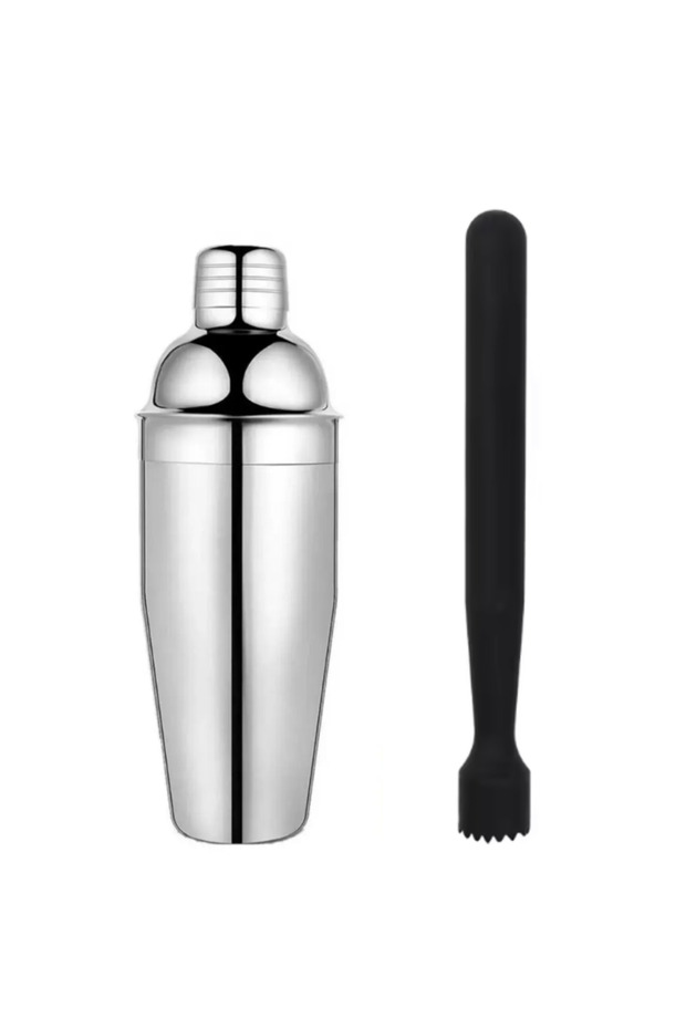 Mojito Mallet Black 20.7 cm and Shaker 350 ml Cocktail Mallet Shaker Set with Metal Strainer 2 Pcs