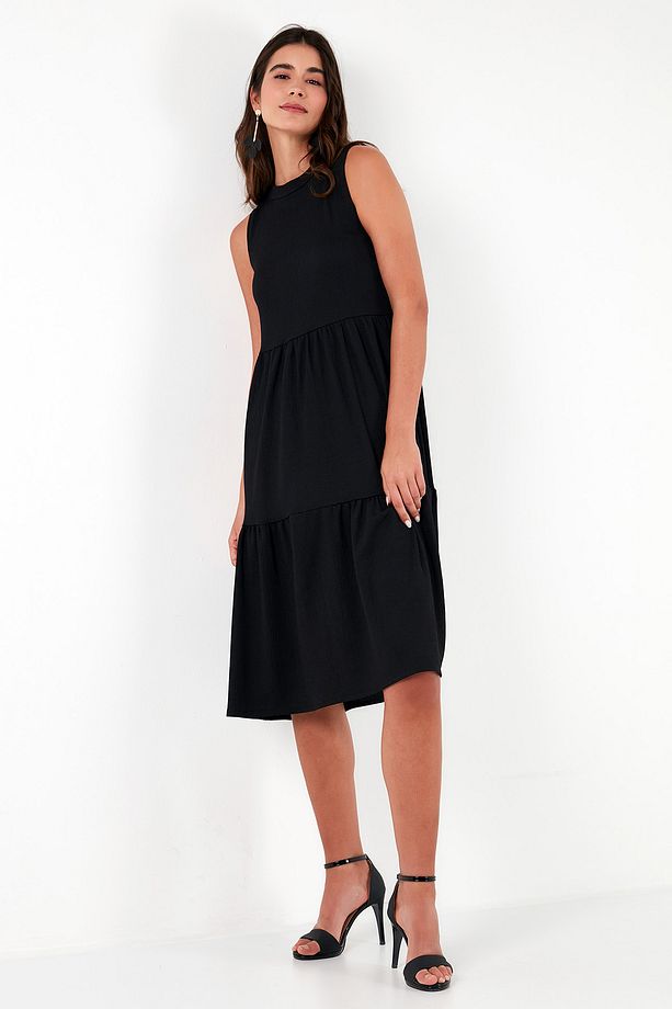 Regular Fit Kolsuz Midi Elbise ELBİSE 5869008 - 4