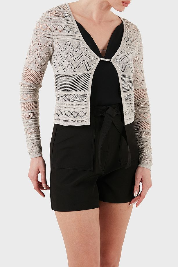 Nellie Ajurlu Regular Fit V Yaka Simli Kısa Hırka W5GR15Z3E22 HIRKA W5GR15 Z3E22 F97H - 5