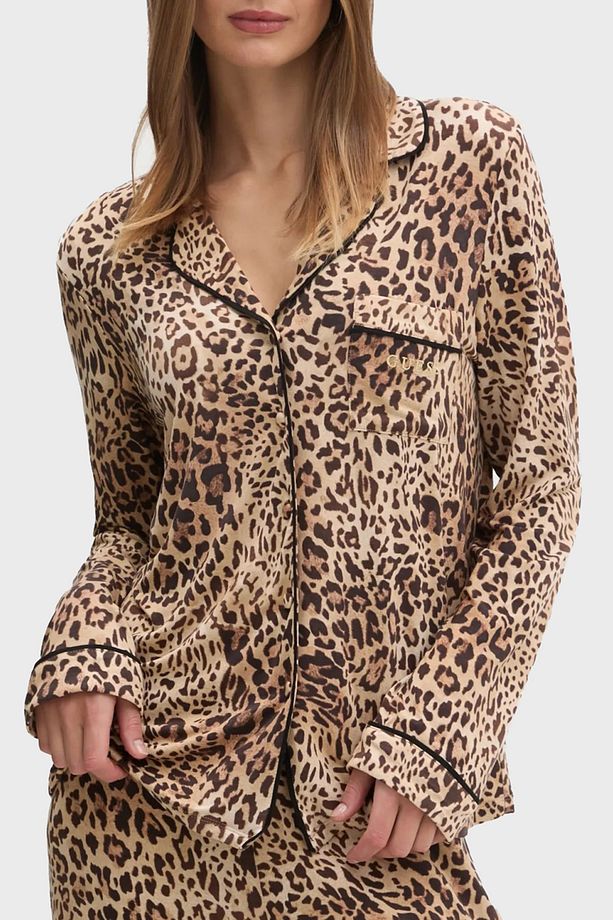 Sasha Leopar Desenli Regular Fit Yüksek Bel Bol Paça Modal Pijama Takımı O5RX08KCIN2 PİJ - 2
