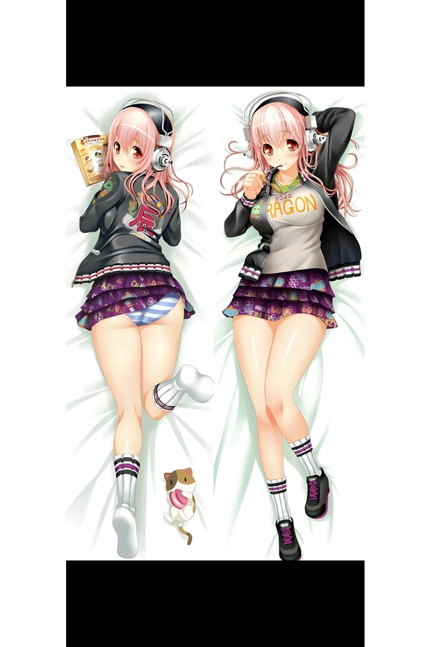 Hugging Pillow Cover with Super Sonico Pattern Dual Direction Printing