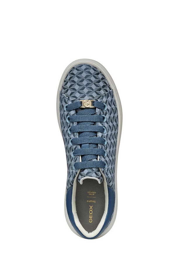 Kadın Mavi D Spherica Ec4.D - Em. Tex + Sy Bağcıklı Desenli Kalın Tabanlı Sneaker D55TCD0DSBCC4 - 5