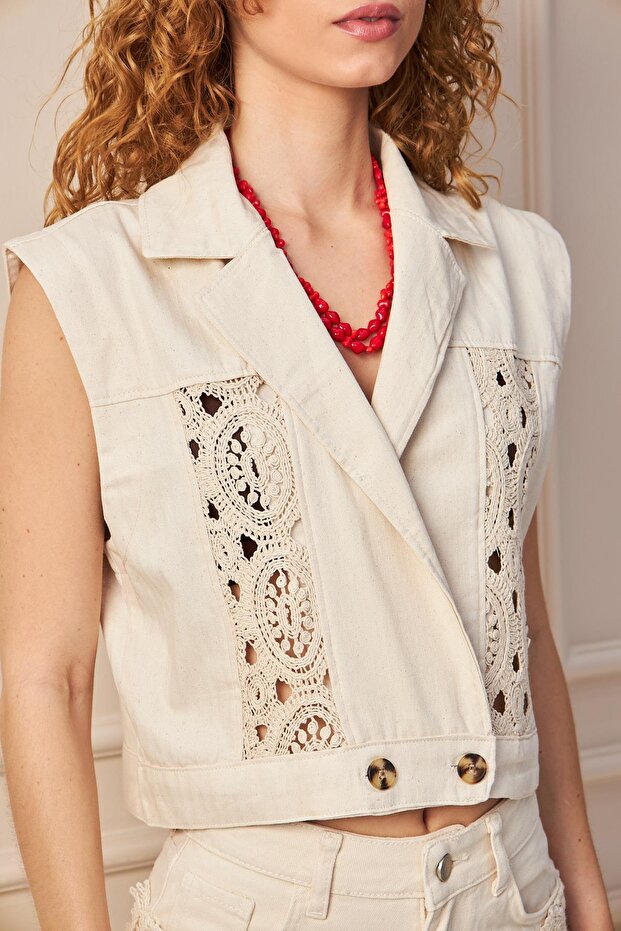 BOHO - Güpürlü Yelek - 3