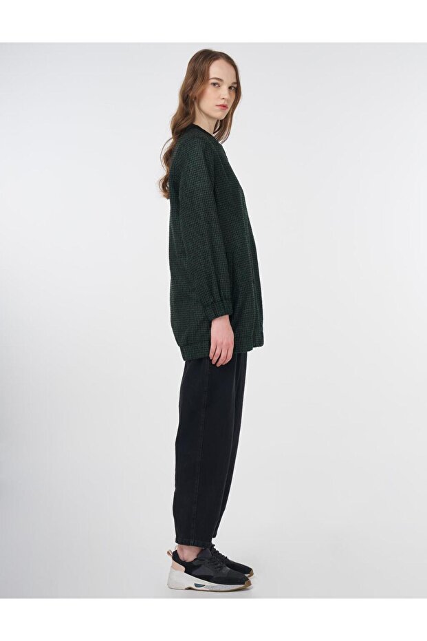 Textured Basic Jacket Emerald-Black - 6