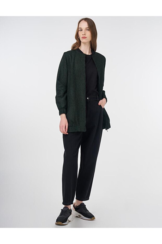 Textured Basic Jacket Emerald-Black - 2