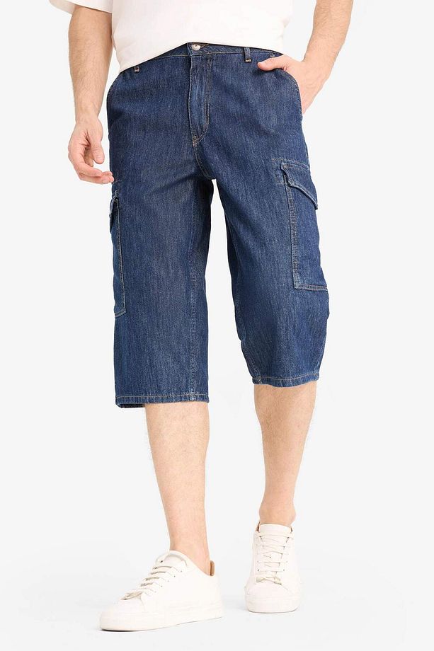 %100 Pamuk Hafif Kumaş Regular Fit Jean Uzun Bermuda Şort F4222ax25sm - 5