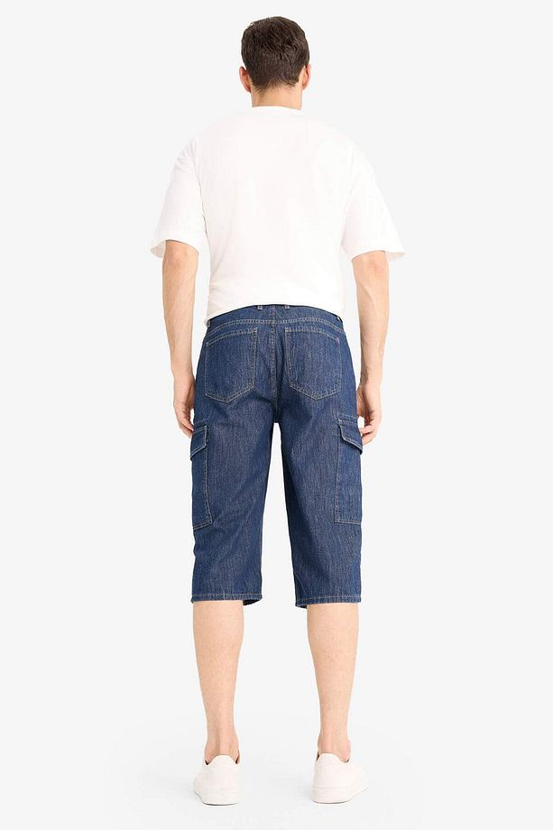%100 Pamuk Hafif Kumaş Regular Fit Jean Uzun Bermuda Şort F4222ax25sm - 8