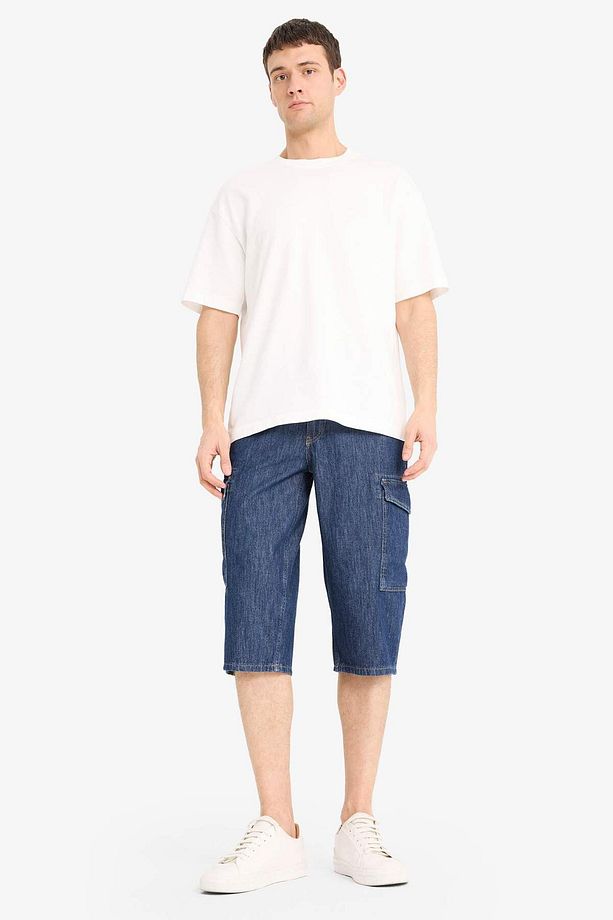%100 Pamuk Hafif Kumaş Regular Fit Jean Uzun Bermuda Şort F4222ax25sm - 2