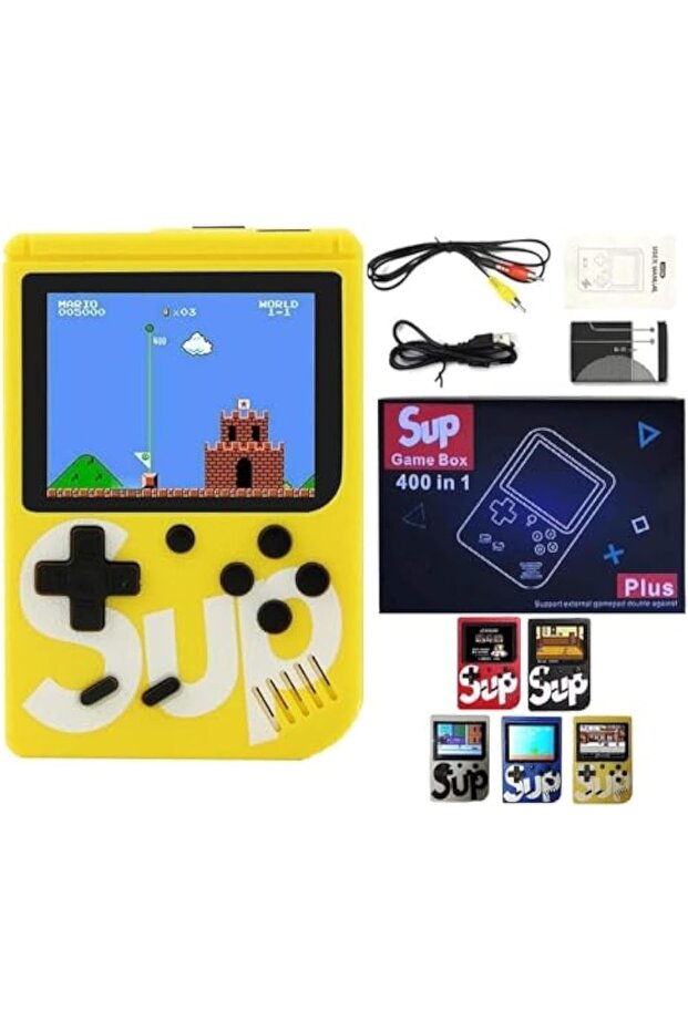 SUP Game Box Plus 400 in 1 Handheld Console (Yellow) Mini Retro Gaming Device for Kids & Adults Gift